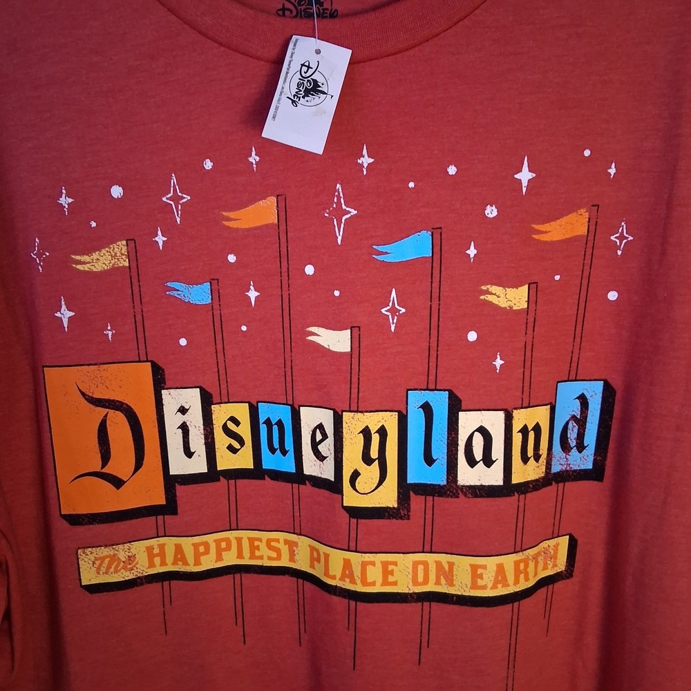 Nwt Disney Disneyland Unisex 3XL " Happiest Place On Earth " Red S/S T-Shirt